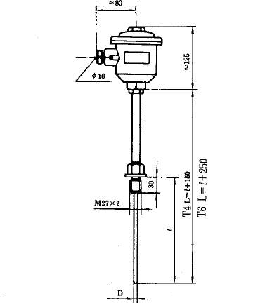 WZPK-24防爆鎧裝熱電阻(固定螺紋帶隔爆接線盒)安裝圖片 WZPK-24防爆鎧裝熱電阻(固定螺紋帶隔爆接線盒)安裝圖片