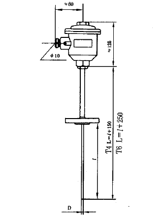 WZPK-44防爆鎧裝熱電阻(固定法蘭帶隔爆接線盒)安裝圖片 WZPK-44防爆鎧裝熱電阻(固定法蘭帶隔爆接線盒)安裝圖片